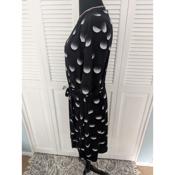 Apt. 9 Dress Women's XL Black White Faux Wrap Stretch Polkadot Casual Corpcore - Picture 5 of 12